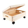 Wooden Storage Box on Wheels with Lid - Versatile Organizer for Home and Office