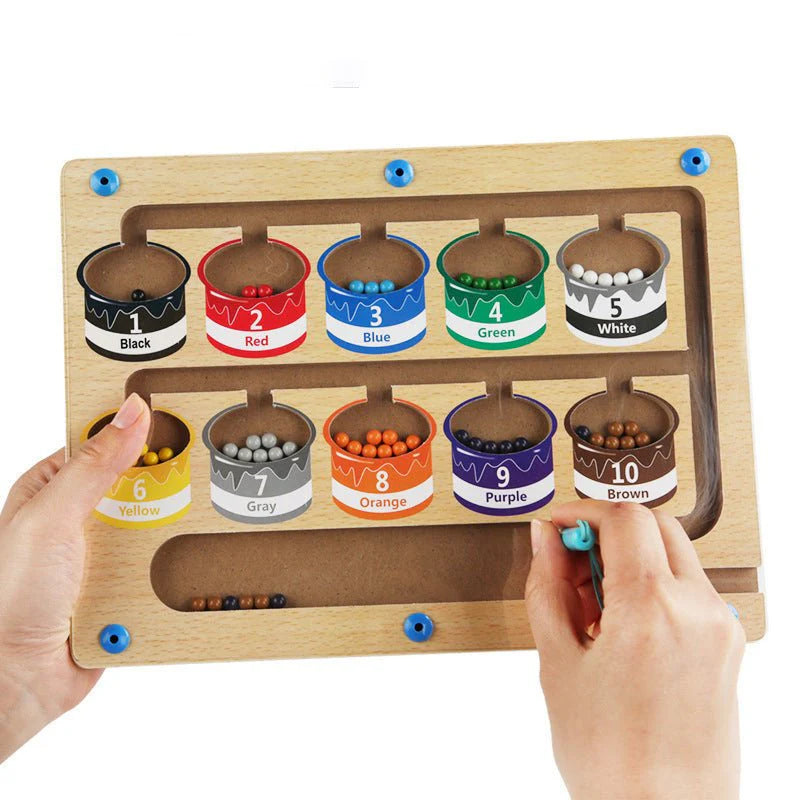 Montessori Magnetic Maze Toy with Beads, Colour Sorting Board Toddlers