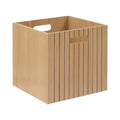 Stylish Wooden Storage Box with Handles - Natural Striped Design